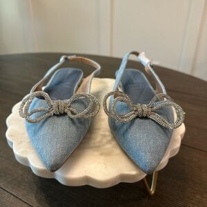 BCBGeneration Blue Flats with Bow Detail
